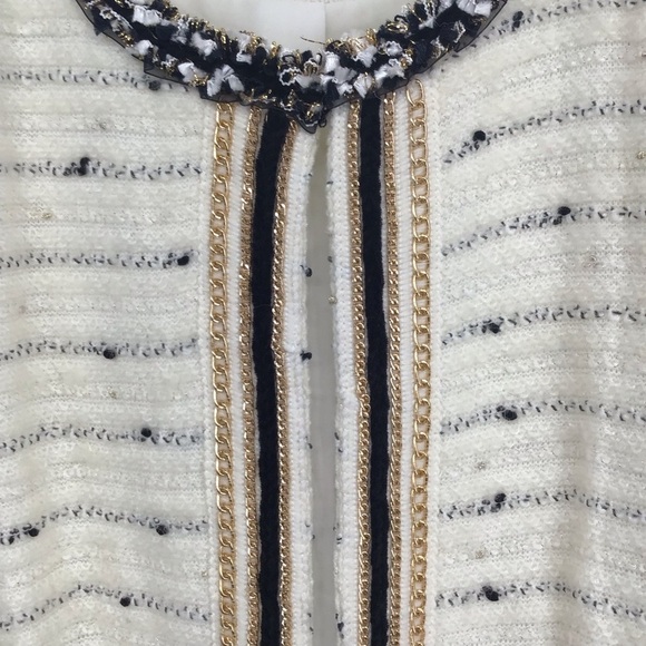 Chico’s Versailles Sleeve Pattern Metallic Wool Blend Jacket Career Creme Size 2 - Picture 6 of 10